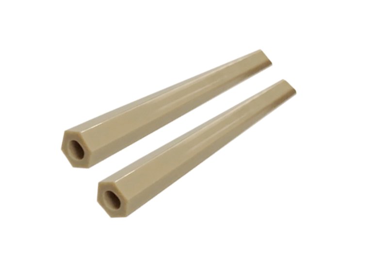 Tubo extrudido hexagonal externo em PEEK