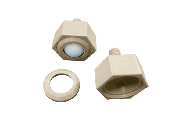 Base e tampa universal de esfera em PEEK