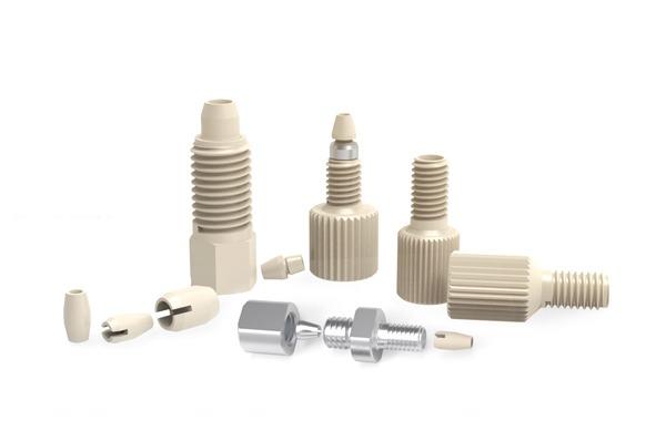 Conector de alta pressão de fixação bidirecional divisível em PEEK